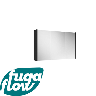 FugaFlow Eccelente Arredo spiegel badkamer spiegelkast - 100x63x16cm - inclusief zijpanelen - mat zwart -
