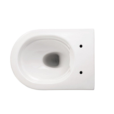 QeramiQ Urby Wandtoilet compact - 48.3x35x33cm - spoelrandloos - met zitting - glans wit