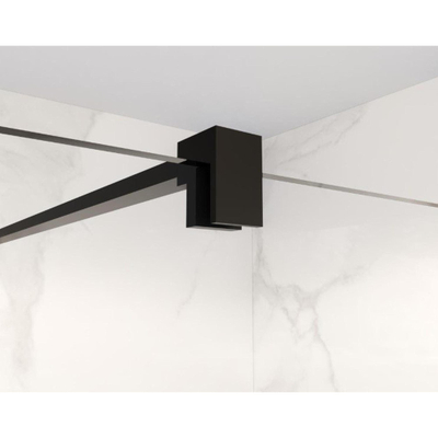 FugaFlow Eccelente Vetro inloopdouche badkamer verlengde stabilisatiestang 200cm los incl.bevestigingsmaterialen - mat zwart