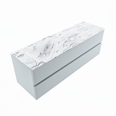 Mondiaz VICA-DLUX ensemble de meuble de salle de bain - 150cm - meuble sous-vasque argile - 2 tiroirs - lavabo encastré nuage gauche - sans trous de robinet - version haute de 60cm - glace