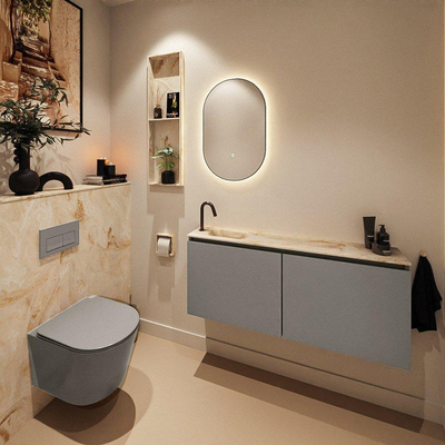 MONDIAZ TURE-DLUX Meuble toilette - 120cm - Smoke - EDEN - vasque Frappe - position gauche - 1 trou de robinet