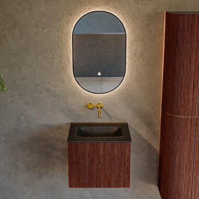 Mondiaz KURVE Badkamermeubelset - 50x46x40cm - 1 lade - wastafel solid surface - midden - zonder kraangat - Ruby