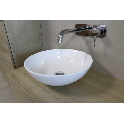 INK Otello Large vasque à poser - 40x40x12cm - rond - porcelaine blanche brillante
