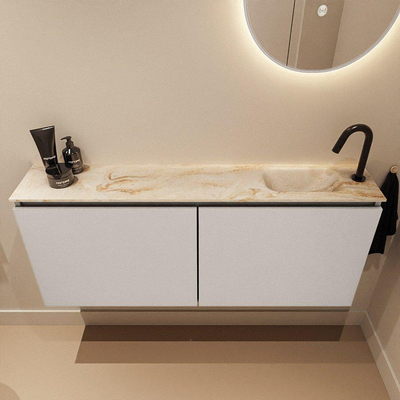 MONDIAZ TURE-DLUX 120cm toiletmeubel Linen. EDEN wastafel Frappe positie rechts. Met 1 kraangat.
