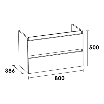 BRAUER Solution Meuble sous vasque 80x38.6x50cm 2 tiroirs 1 espace siphon sans poignée MFC Almond