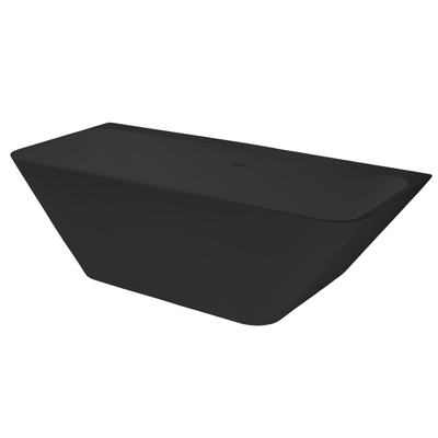 Best Design Borgh Baignoire semi-îlot 180x85x55cm Solid Surface Noir mat