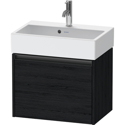 Duravit Ketho.2 Wastafelonderbouwkast - met 1 lade - 58.4x39x44cm - met greep antraciet - eiken zwart mat