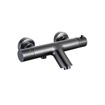 Fortifura Calvi Badkraan - met glijstangset - ronde handdouche - metalen doucheslang - PVD - geborsteld gunmetal (antraciet)