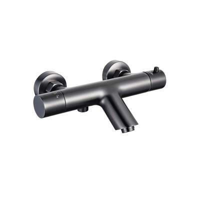 FortiFura Calvi Mitigeur baignoire - avec barre curseur - douchette ronde - flexible en métal - Gunmetal