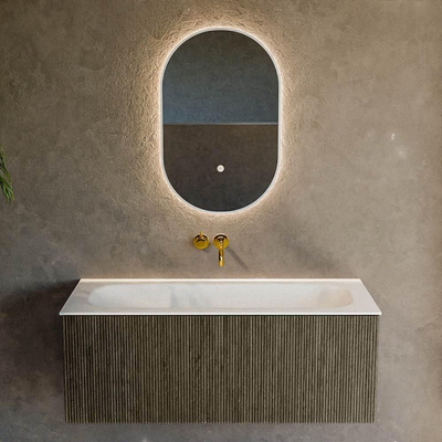Mondiaz KURVE Ensemble de meubles de salle de bains - 110x46x40cm - 1 tiroir - lavabo solid surface - central - sans trou de robinet - Shadow