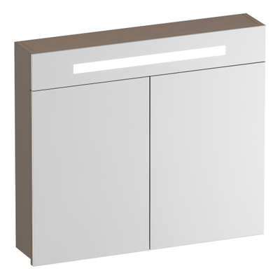 Miroir de toilette BRAUER Promise - 80x70x15cm - avec éclairage 2 portes miroir mat moka