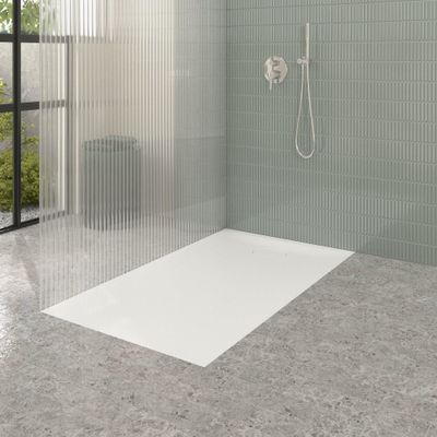 Villeroy & Boch Ecora douchebak - 140x80x3.5cm - afvoer korte zijde - stone white (wit)