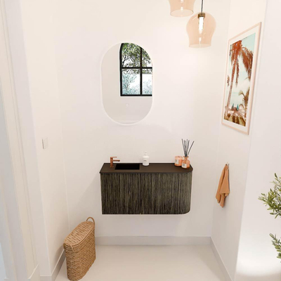 Mondiaz JOYA 81.6cm toiletmeubel - ronding rechts kleur Shadow - Wastafel FAYE positie Links 1 kraangat kleur Urban.