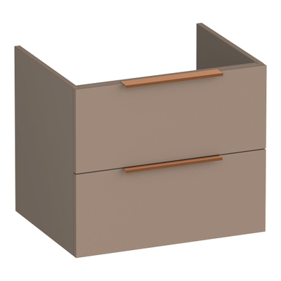 BRAUER Elevate wastafelonderkast 60 excl. opleggrepen 2 softclose lades en 1 sifon uitsparing - mat mokka