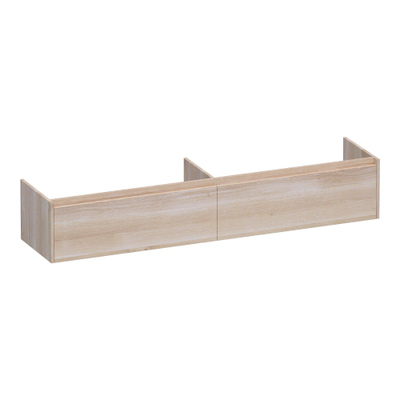 BRAUER Embrace meuble sous-lavabo - 198x35x45.5cm - 2 tiroirs softclose - sans poignées - 2 découpes pour siphon - chêne massif - chêne à lamelles blanc