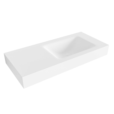 Mondiaz CLOUD Talc Lavabo suspendu - 100cm - vasque à droite - bord 12cm - Solid surface Talc