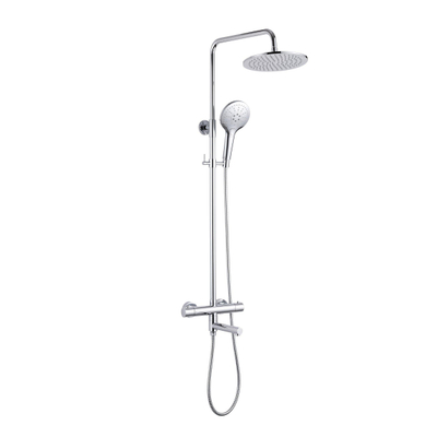 Fortifura Calvi Regendoucheset - thermostatisch - 25cm hoofddouche - metalen slang - ronde handdouche - draaibare baduitloop - chroom