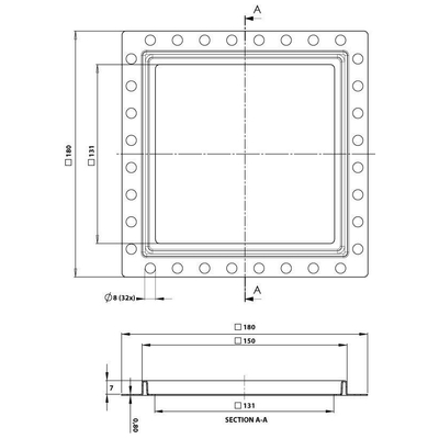 Aquaberg Siphon de rénovation avec grille en inox 15x15cm hauteur d'installation 7mm RP15