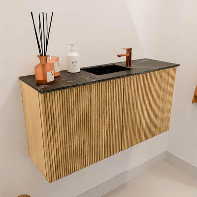 Mondiaz JOYA-DLUX 80cm toiletmeubel - kleur Oak - Wastafel FAYE positie Midden 1 kraangat kleur Lava.