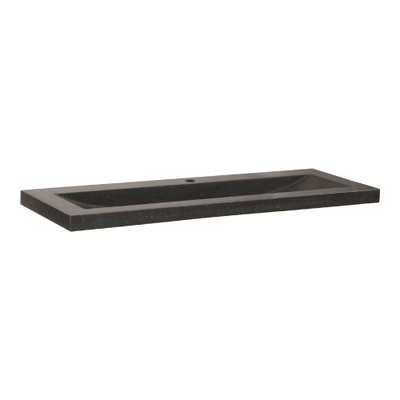 BRAUER Corestone Meubelwastafel - 120x46x5cm - zonder overloop - wasbak midden - 1 kraangat - natuursteen - basalt