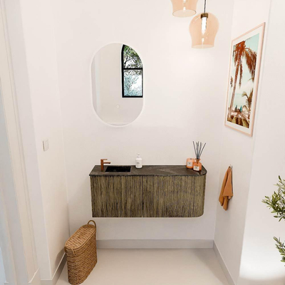 Mondiaz JOYA-DLUX 101.6cm toiletmeubel - ronding rechts kleur Dusk - Wastafel FAYE positie Links 1 kraangat kleur Lava.