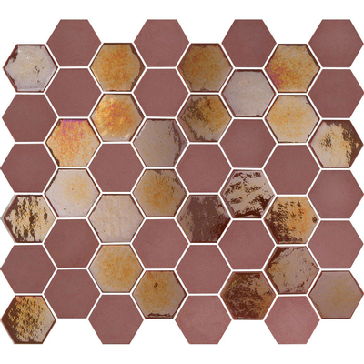 The Mosaic Factory Valencia mozaïektegel - 27.6x32.9cm - wandtegel - Zeshoek/Hexagon - Gerecycled glas Burgundy mat/glans