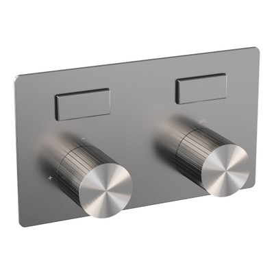 BRAUER Stripe 2-weg Inbouwthermostaat - drukknoppen - inclusief inbouwdeel - RVS-kleurig geborsteld PVD