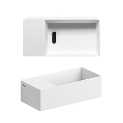 Clou New Flush 3 fontein 35x18cm inclusief afvoerplug voorbewerking voor kraangat links Wit mat
