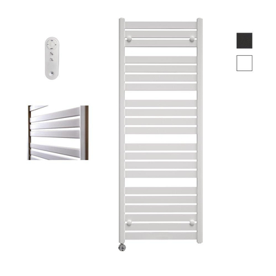 Sanicare HVS - Moda Radiateur électrique - 160x60cm - 1159W - avec télécommande - thermostat - chrome - en bas à gauche - blanc mat