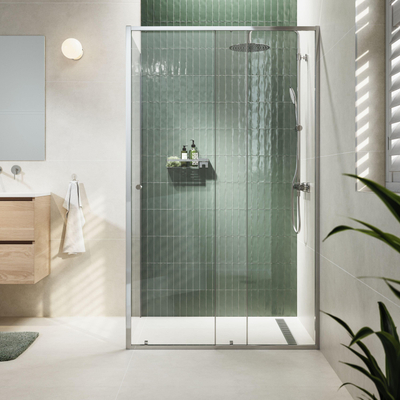 Sealskin Contour 2-delige schuifdeur met zijwand - 140x90cm - 6 mm helder veiligheidsglas - met Sealglas-coating - zilverhoogglans