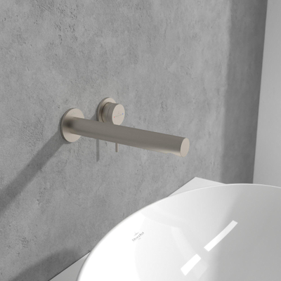 Villeroy & Boch Loop & Friends wastafeluitloop set - wandmontage - Brushed Nickel (rvs)