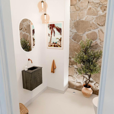 Mondiaz JOYA-DLUX Meuble de salle de bains - 40cm - couleur Shadow - Vasque FAYE position Droite Sans trou de robinet couleur Lava