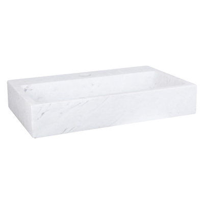 Differnz Flat Lavabo pour WC 38x24x8cm 1 trou de robinet à droite mat Rectangulaire Marbre Blanc