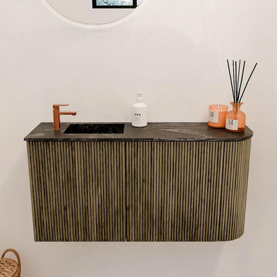 Mondiaz JOYA-DLUX 81.6cm toiletmeubel - ronding rechts kleur Dusk - Wastafel FAYE positie Links 1 kraangat kleur Lava.