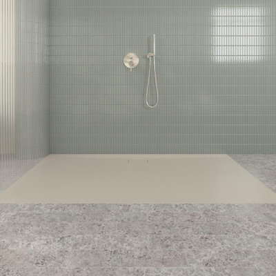 Villeroy & Boch Ecora douchebak - 180x100x3.5cm - afvoer lange zijde - almond (beige)