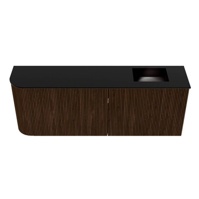 Mondiaz JOYA 111.6cm toiletmeubel - ronding links kleur Walnut - Wastafel FAYE positie Rechts 1 kraangat kleur Urban.