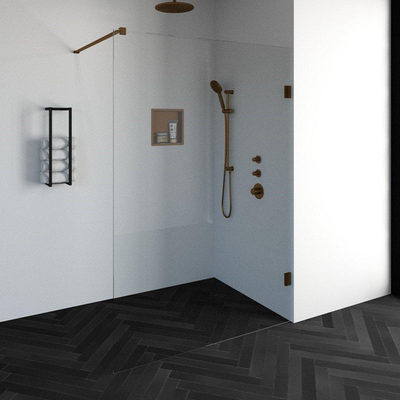 BRAUER Créer Douche à l'italienne - 140x200cm - sans profil - anti-calcaire - verre de sécurité 8mm - cuivre