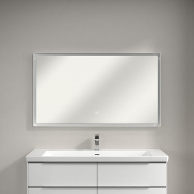 Villeroy & Boch Subway 3.0 spiegel - 130x75cm LED licht rondom - mat zilver