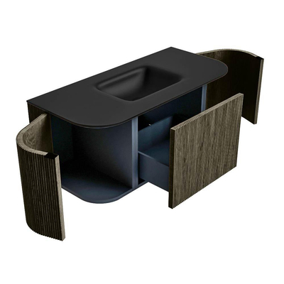 Mondiaz KURVE Badkamermeubelset - 100x46x40cm - 1 lade - 2 deuren - wastafel solid surface - midden - zonder kraangat - Shadow