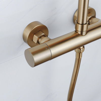 FugaFlow Efficiente Sobrado regendoucheset - thermostaat hoofddouche - 20cm - handdouche - 3 standen - goud mat