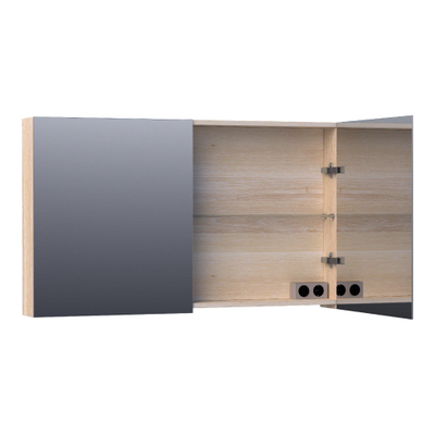BRAUER Impress armoire de toilette – 119 x 70 x 15 cm – 2 portes, portes-miroir double face – Chêne blanc