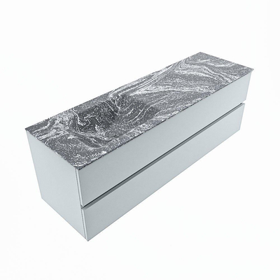 Mondiaz VICA-DLUX ensemble de meuble de salle de bain - 150cm - meuble sous-vasque argile - 2 tiroirs - lavabo encastrée nuage gauche - sans trous de robinet - version haute de 60cm - lave