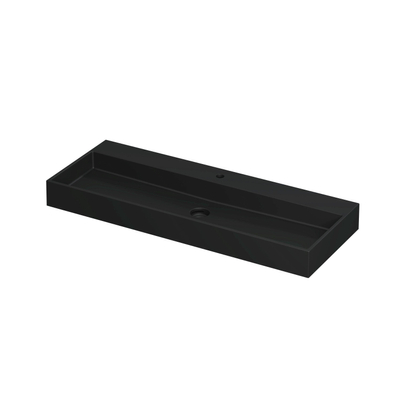 INK United wastafel - 120x45x11cm - 1 wasbak - 1 kraangat - porselein Mat zwart