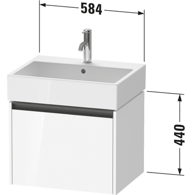 Duravit Ketho 2 meuble sous-lavabo avec 1 tiroir 58.4x46x44cm avec poignée chêne anthracite noir mat