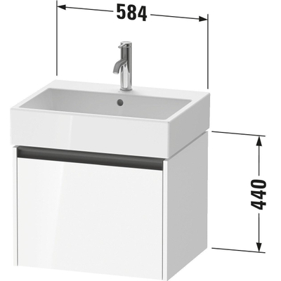 Duravit ketho 2 meuble sous lavabo avec 1 tiroir 58.4x46x44cm avec poignée anthracite graphite super mat