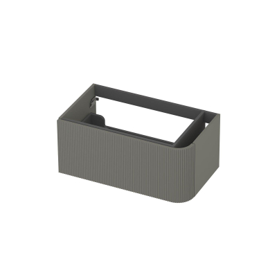 INK Concept R Wastafelonderkast - 80x45x35cm - 1 lade - opliggende grepen - gefreesd - afgeronde hoek rechts - MDF lak - mat beton groen