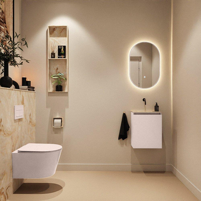 MONDIAZ TURE-DLUX Meuble toilette - 40cm - Rosee - EDEN - vasque Frappe - position centrale - sans trou de robinet