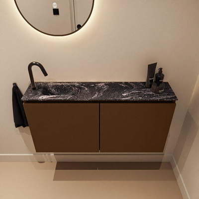 MONDIAZ TURE-DLUX Meuble WC 100cm Rust. EDEN lavabo Lava position gauche. Avec 1 trou de robinet.