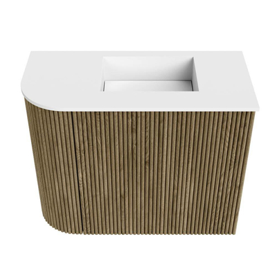 Mondiaz JOYA 51.6cm toiletmeubel - ronding links kleur Dusk - Wastafel FAYE positie Rechts 1 kraangat kleur Talc.