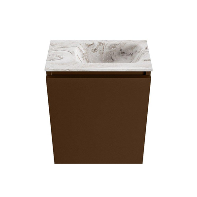 MONDIAZ TURE-DLUX Meuble WC 40 cm Rust. EDEN lavabo Glace position à droite. Sans trou de robinet.